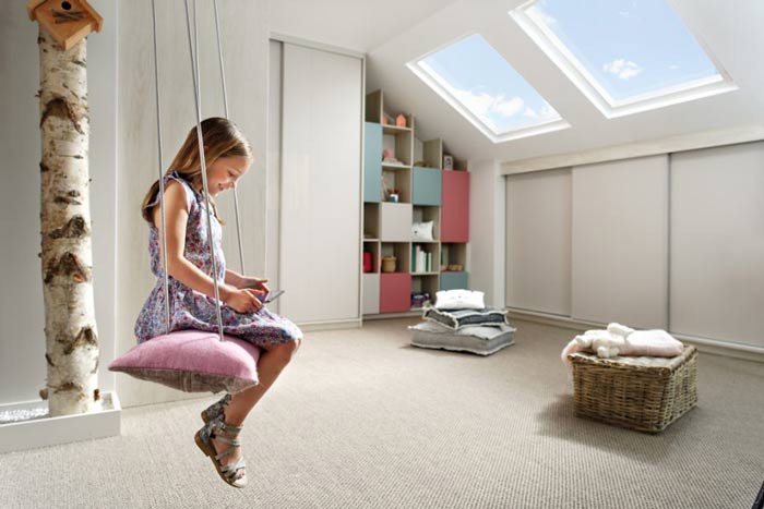 chambre sous pente avec dressing coloris pastel