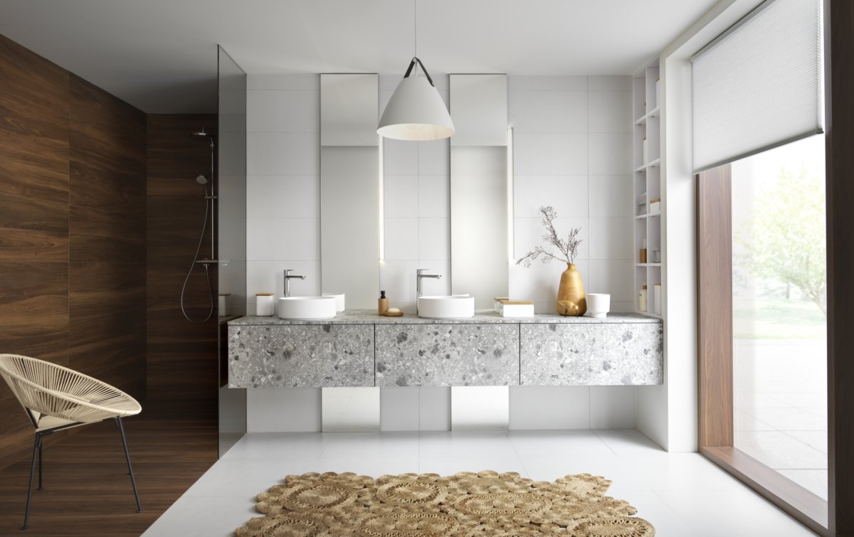 Salle de bain gris terrazzo