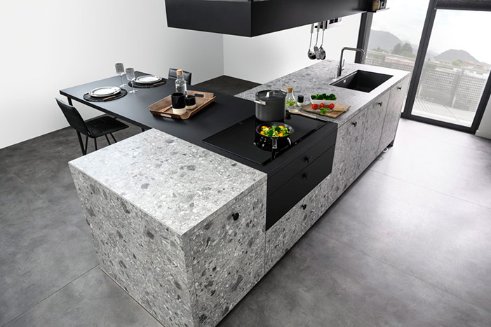Ilot cuisine aspect terrazzo