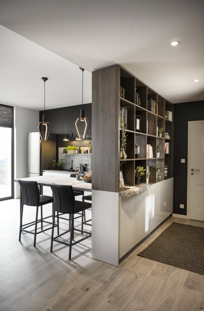 Meuble d'entrée double face pour séparation avec la cuisine