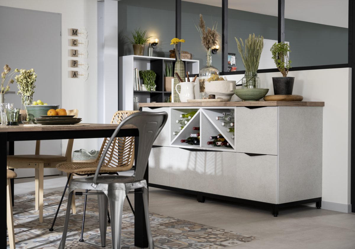 Mueble botellero con paneles 100% reciclados
