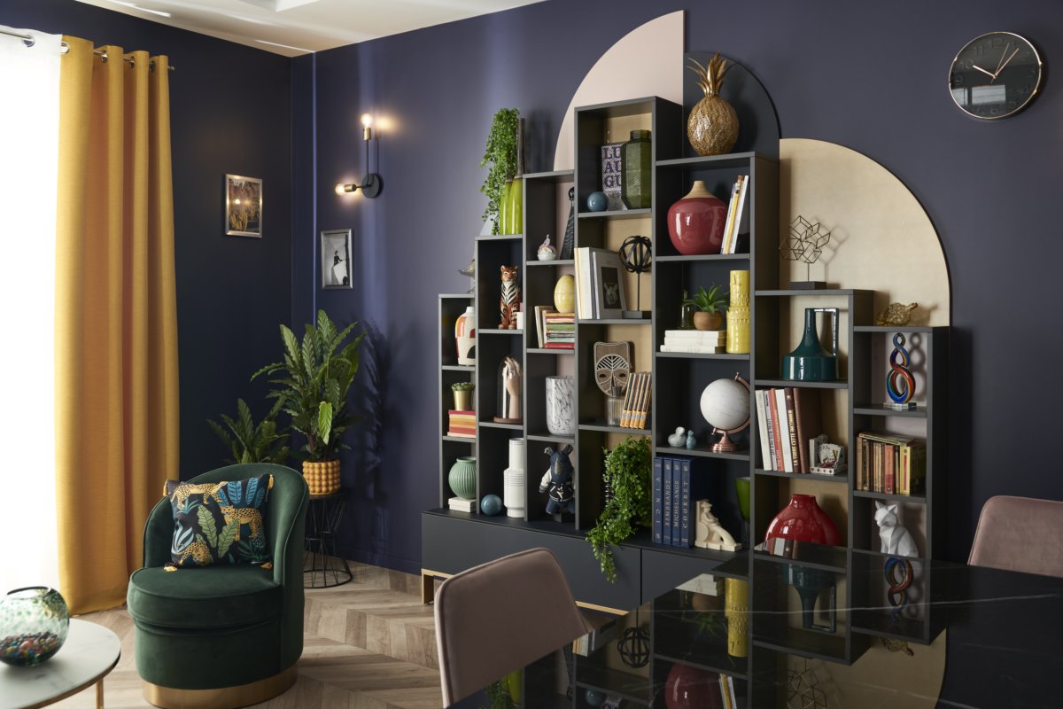 Bibliothèque bleue style Art Déco