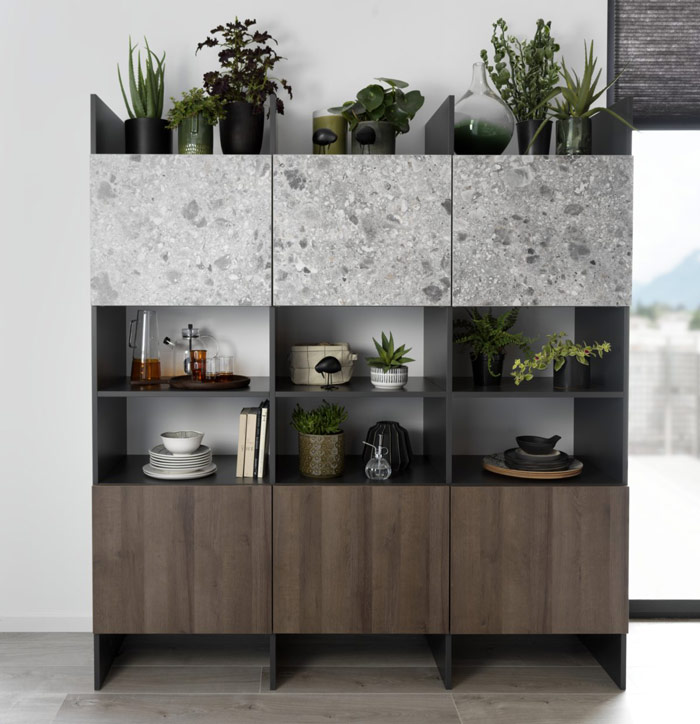 Buffet esprit vaisselier en panneaux de particules mélaminé