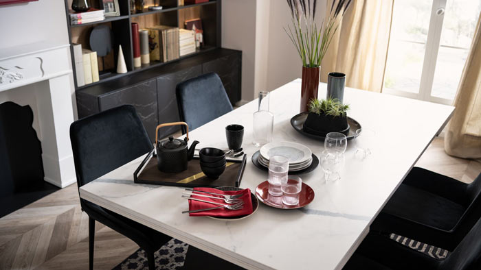 table en métal modèle CERAMIK avec plateau en céramique